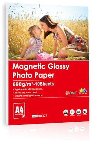 INKUWAY A4 bedruckbare Magnetfolien, 10 Blatt, glänzend Magnet-Fotopapier für Inkjet Tintenstrahldrucker