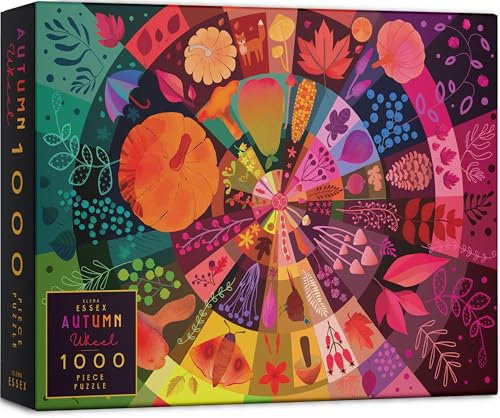 Elena Essex 1000 Piece Jigsaw Puzzles for Adults - Autumn Wheel/Puzzle/Jigsaws 1000 Pieces for Adults/autumn mushroom pumpkin halloween puzzle/Puzzles Size 70x50cm