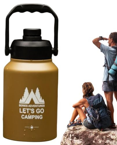 Ruhnjyg Bouteille Thermo 2L, Gourde en Acier Inoxydable, Bouteille d’Eau Isotherme pour randonnée, Fitness, école, Travail, Bouteille réutilisable, Flacon De Voyage En Acier Inoxydable Fiole Thermique
