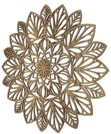 SENTOP HDF0255 Geschnitztes Bild an der Wand aus Holzmaterial für den Innenraum, Blume (Goldeiche, 70 cm)