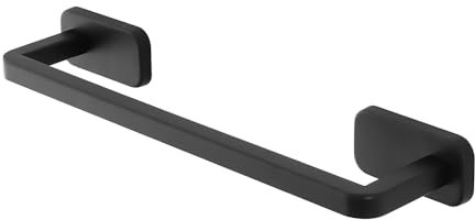 Barra portasciugamani a Muro 35 cm in Acciaio Inox Nero, Doppia Installazione con Biadesivo o Viti e tasselli Inclusi, CUBIK