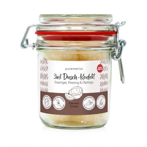 Puremetics 3in1 Dusch-Konfekt, Coconut Cream, 10 Stück im Dekoglas, 200g (1)