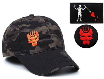 Black Camouflage Seal Team Six Baseball Cap,Tactical Snapback Stretchable Hat Running/Fishing, Hat+Patch (1,L)