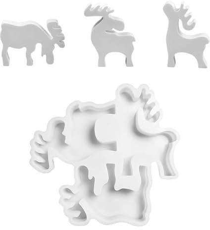 YEJAHY Stampo in silicone per Natale, alce, stampi in silicone e decorazioni, gesso per versare, sapone, artigianato
