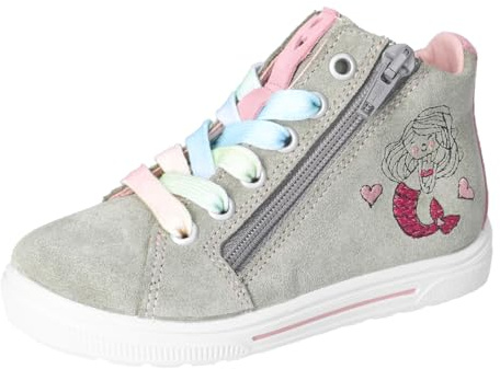 RICOSTA Mädchen High-Top Sneaker IRA, Kinder Boots, Weite: MITTEL, lose Einlage, schnürstiefel, Booties, Leder, eukalyptus (530), 32 EU