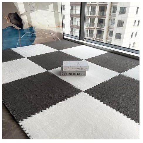 SASAS Foam Floor Mat,80 Pcs Plush Puzzle Foam Floor Mat,Jigsaw Floor Mat,Play Mat For Living Room,Rugs For Floor,Interlocking Carpet Tiles(Gray+white,24x24x0.39 Inch)