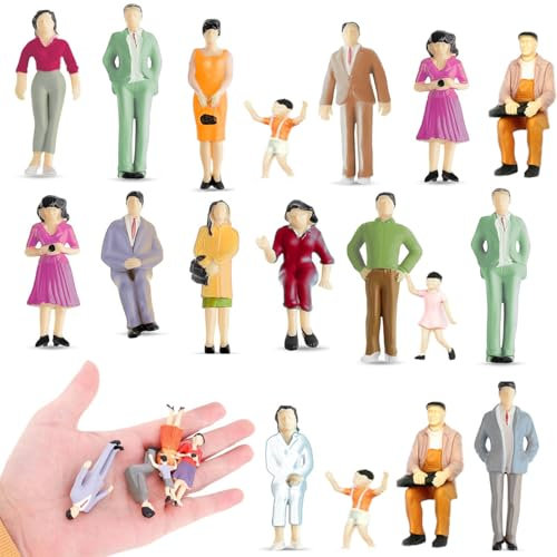 JINJUMEI 12 Miniaturfiguren von Personen im Maßstab 1:25 Figuren, kleine bemalte Menschen, Mini-Figuren von Personen, stehend und sitzend für Miniatur-Szenen (zufälliger Stil)