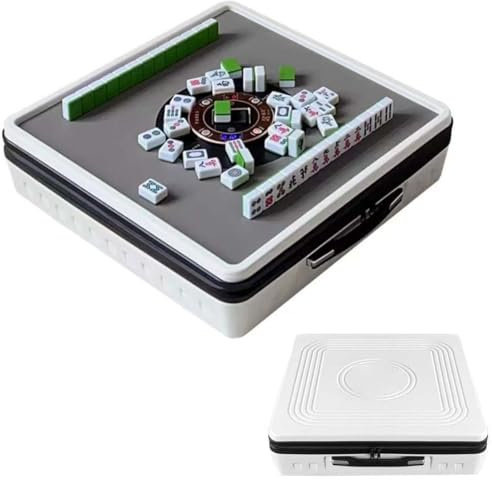 GJBMXSM Tragbarer Mahjong-Tisch Mit 36 ​​mm 144 Magnetischen Spielsteinen, Elektrisches Mahjong-Set Mit Automatischer Mischfunktion Und Dealer, Mahjong-Tisch Für Draußen, Reise-Mahjong-Tisch