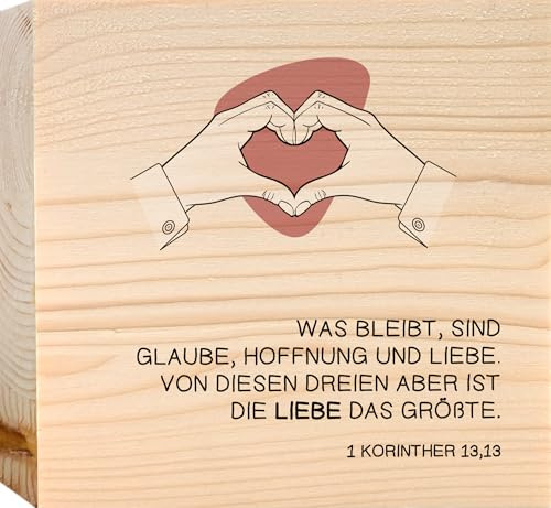 Geschenk Freundin - Glaube Liebe Hoffnung Holzbild + Reagenzglas zum Hinstellen opt. als Vase oder Geldgeschenk - Freundinnen Geschenkideen, Geschenk Beste Freundin, 1 Korinther 13,13