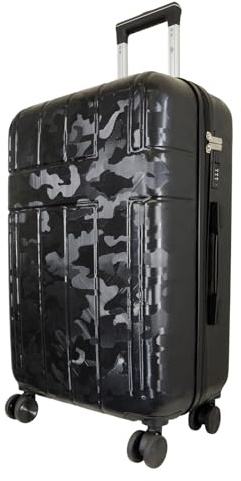 Monopol Reisekoffer und Kofferset 3tlg Hartschale Camo Trolley (schwarz, Koffer - Größe M)
