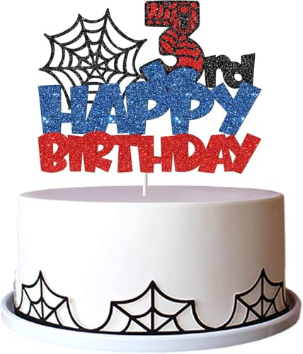 Decoration Gateau Anniversaires 3 Ans, Décoration de Gâteaus Araignée, Animation Decorations Gateaus, Happy Birthday Decorations Gateau, Deco Gateaues Anniversaire Enfants 3 Ans