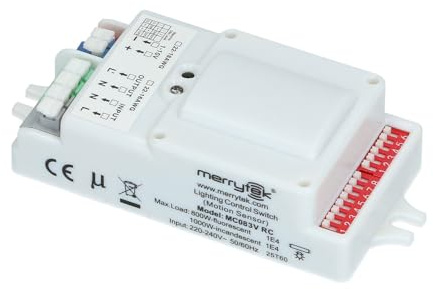 MC083VRC Merrytek 1–10V Bewegungsmelder Mikrowellen Präsenzmelder mit Dimmfunktion und Tageslichtsensor, Automatische Lichtsteuerung 220–240V AC, Decken- und Wandmontage, Energiesparend