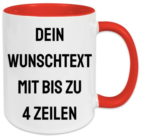 Wunschtext Tasse – Gestalte deine eigene Tasse mit Text | Personalisierte Keramiktasse mit Namen oder Spruch | Verschiedene Schriftarten & Farben | Beidseitig bedruckt | Geschenkidee (Rot)