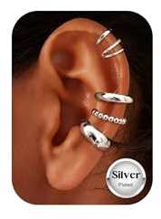 Kakonia 5Paar Ear Cuff Gold Silber Fake Piercing Hypoallergene Klipp Clip Ohrringe Ohne Ohrloch Damen Fake Helix Conch Piercings Set Vergoldet Ohrklipser Damen Ohne Ohrlöcher Earcuffs