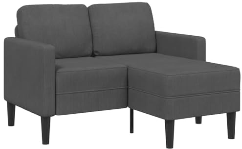 WDGJJFECNMUEHI L-förmiges Sofa mit Chaiselongue, 2-Sitzer Wohnzimmer Couch Dunkelgrau 125 cm, Eckcouch aus atmungsaktivem Leinen für kleine Räume, bequem & platzsparend