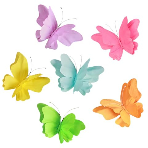 Oiieco Schmetterlinge Deko Mit Clip – 6 Farbige Fliegende Schmetterlinge Zum Aufhängen, Frühlingsdeko Fenster & Gartenparty Deko, 25 cm, Spring Decor Für Geburtstag Und Ostern