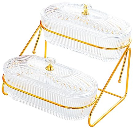 PUXZYAX Dried Fruit Plates Snack Serving Tray Two Layer Organizer Adds Stylish Organization for Dishes At Gatherings Serving Tray Snack Dishes Appetizer
