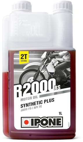 IPONE – Huile Moteur Moto 2 Temps R2000 RS - Usage Urbain - Semi-Synthétique – Compatible Mélange et Injection - Meilleurs démarrages - Réductions des Emissions de Fumée - 1L