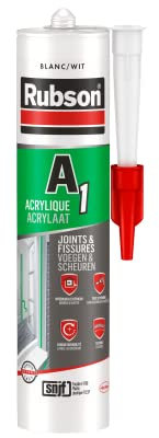 Rubson A1 Mastic Acrylique pour intérieur et extérieur, Mastic multi-suports pour joints et fissures , coloris Blanc, Cartouche 300ml