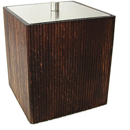 SANIMIX Edle braune Wattedose Kosmetikdose aus Holz - Badaccessoires Design Wood