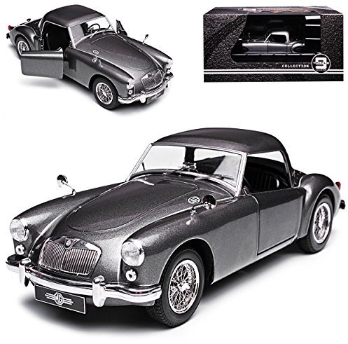 Triple 9 MG MGA MKI 1500 Cabrio mit Hard Top Grau 1955-1962 1/18 PremiumX Modell Auto mit individiuellem Wunschkennzeichen