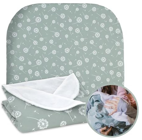 MIMUSELINA Babydecke Baumwolle 90x70 cm | Babydecke Winter und Herbst | Baby Decke neugeborenen Warm für Bett und Kinderwagen | Mint Löwenzahn