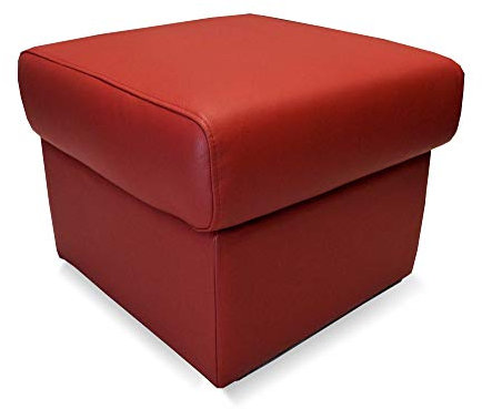 Quattro Meble Rot Echtleder Hocker 50cm x 50cm aufklappbar mit Stauraum Rindsleder Sitzhocker Sitzwürfel Fußhocker Polsterhocker Echt Leder Puff