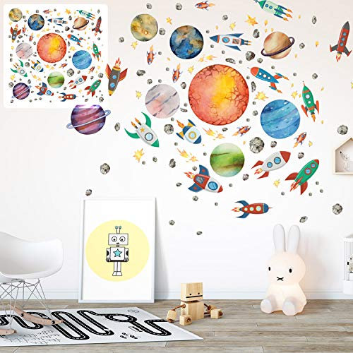 XXL Rakete Space Ufo Weltraum Wandtattoo Set verschiedene Motive| Kinderzimmer Aufkleber bunt Wanddeko