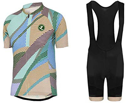 UGLY FROG Damen Radtrikot Set, Atmungsaktiv Quick-Dry Kurzarm Radsport-Shirt + Gel Gepolsterte Shorts
