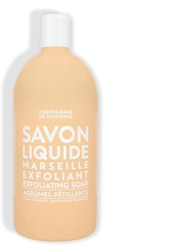 La Compagnie de Provence - Recharge 1L Savon Liquide de Marseille Exfoliant - Agrumes Pétillants - Pour Corps et Mains - Made in France