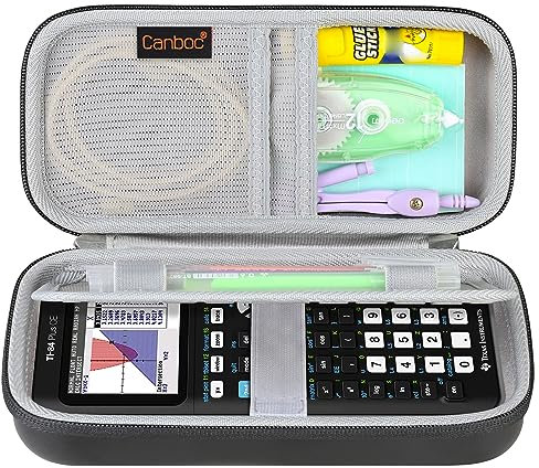 Canboc Graphing Calculator Case per Texas Instruments Ti-84 Plus CE/Ti-84 Plus/TI-83 Plus Calcolatore grafico a colori, Mesh Bag Fit Cavi, Manuale, Altri accessori, Nero