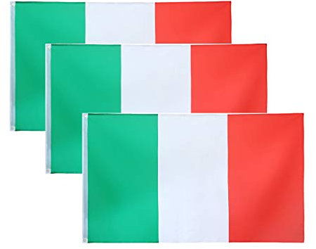 3 pezzi 90 X 150 cm Bandiera Italiana Bandiere Italian Flag Festival con 2 occhielli in metallo all'aperto Celebrazione per Italia Feste Decorazione per Sport da Giardino Campionato europeo italiana