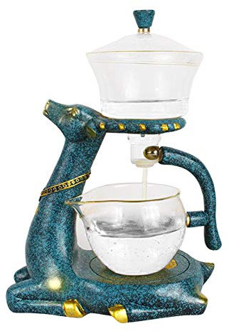 Fenteer Teiera di vetro Pentola a Goccia Infusore Tè Caffè Pentola resistente Al Calore di Tè di Vetro Teiera Tazza di Tè con Magnetica Cervi Del Basamento