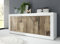 Web Convenienza Madia con 4 Ante Made in Italy – Credenza Contenitore Collezione Basic per Soggiorno Cucina Ingresso Sala da Pranzo Mobile Design moderno originale Bianco Laccato Lucido e Pero
