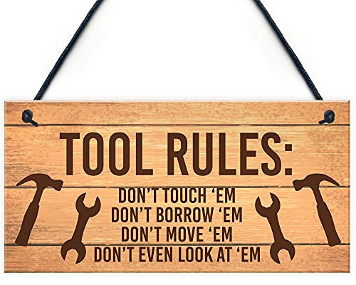 RED OCEAN Funny Tools Sign For Man Cave, Garden, Shed - Gift For Men, Dad, Grandad - 20cm x 10cm PVC Sign