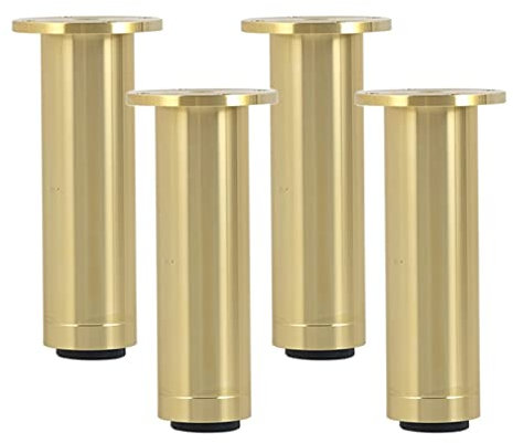 pingping1991 Verstellbar Möbelfüße, Runde Möbelbeine Aus Aluminiumlegierung Schrankfüße Möbelfüsse Sofafuss,Einstellbar 20mm,für Sofas TV-Schränke Tische Betten,4 Stück (Color:Golden,Size:150mm)