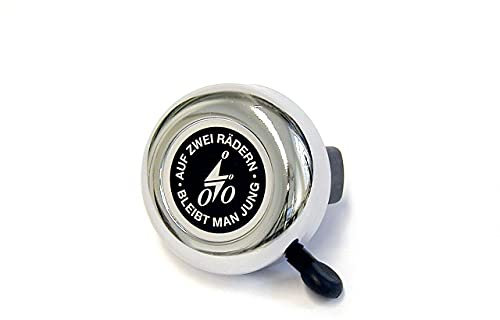 TIYO Fahrrad Glocke REICH auf Zwei Rädern bleibt Man jung verchromt