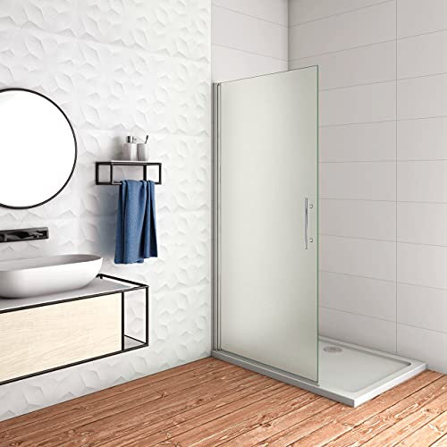 WALK IN Parete Doccia Movibile Girevole Verso Interno e Esterno 75x195 cm in Vetro 6 mm Temperato Anticalcare Satinato Opaco Telaio Cromato Lucido