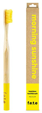 f.e.t.e | Morning Sunshine Bamboo Toothbrush | Biodegradable & Compostable Handle | Recyclable Medium Bristles | Sustainable | Vegan