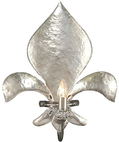 Casa Padrino Luxus Barock Wandleuchte französische Lilie Silber 45 x 13 x H. 55 cm - Elegante Metall Wandlampe mit Swarovski Kristallglas - Barock Leuchten