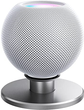 TopTen Metallständer, kompatibel mit HomePod Mini, rutschfester Lautsprechersockel, Tischhalterung, Halterung Zubehör (Silber)