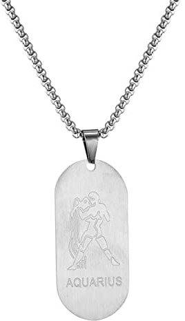 AFSTALR Silber Kette 12 Sternbilder Wassermann Halskette Herren Tierkreis Kette Anhänger Konstellation Kette