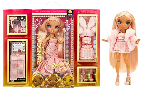 Rainbow High Rainbow Vision Divas - SABRINA ST. CLOUD - Rose-Quartz Pink Fashion Doll, Mix And Match Designer Outfits, Mic, Accessories And Vanity Playset - For Kids And Collectors Ages 6+