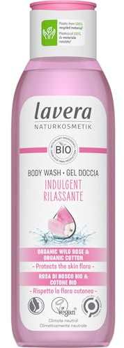lavera Body Wash Indulgent - Schützt die Hautflora - Naturkosmetik - Vegan - Mit Bio-Wildrose und Bio-Baumwolle - Silikonfrei - 1 x 250 ml