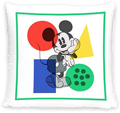 Disney Home Mickey Mouse – Cojín Decorativo con Relleno y Cremallera – 40 x 40 cm – Cojín con Relleno, Gran cojín Decorativo para sofá, salón, Dormitorio – Suave cojín