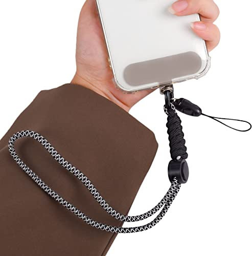 Fycyko Compatible avec Cordon Téléphone Portable Universelle Lanière de Poignet Portable Réglable Anti-Perte Dragonnes de Téléphone Lanière Compatible avec Tous Les Smartphones-Noir Blanc