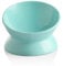 Sweejar Ceramic Raised Cat Bowls, Slanted Cat Dish Food or Water Bowls, Elevated Porcelain Pet Feeder Bowl Protect Cat's Spine, Stress Free, Backflow Prevention (TurquoiseNew)