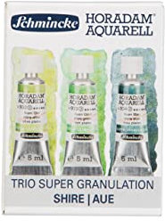Schmincke – HORADAM® AQUARELL, Super Granulation Trio Aue, 5 ml Tuben, 74 619 097, Kartonset, sehr stark granulierende Farbtöne, feinste, supergranulierende Aquarellfarben