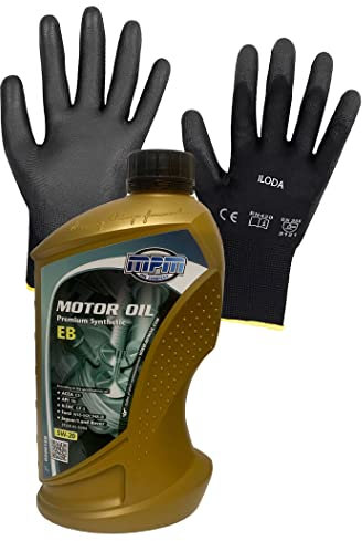 ILODA Schutzhandschuhe + 1x MPM 1Liter 5W-20 Premium Synthetic EB Motoröl, ACEA C5, API SN, Freigabe für Ford WSS-M2C948-B