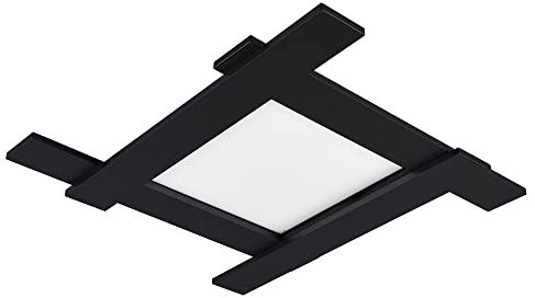 etc-shop Deckenleuchte mit Hintergrundbeleuchtung Deckenlampe Modern schwarz Wohnzimmerlampe Decke, Metall, LED 1x18W 4x3,5W warmweiß, LxBxH 59x59x6 cm